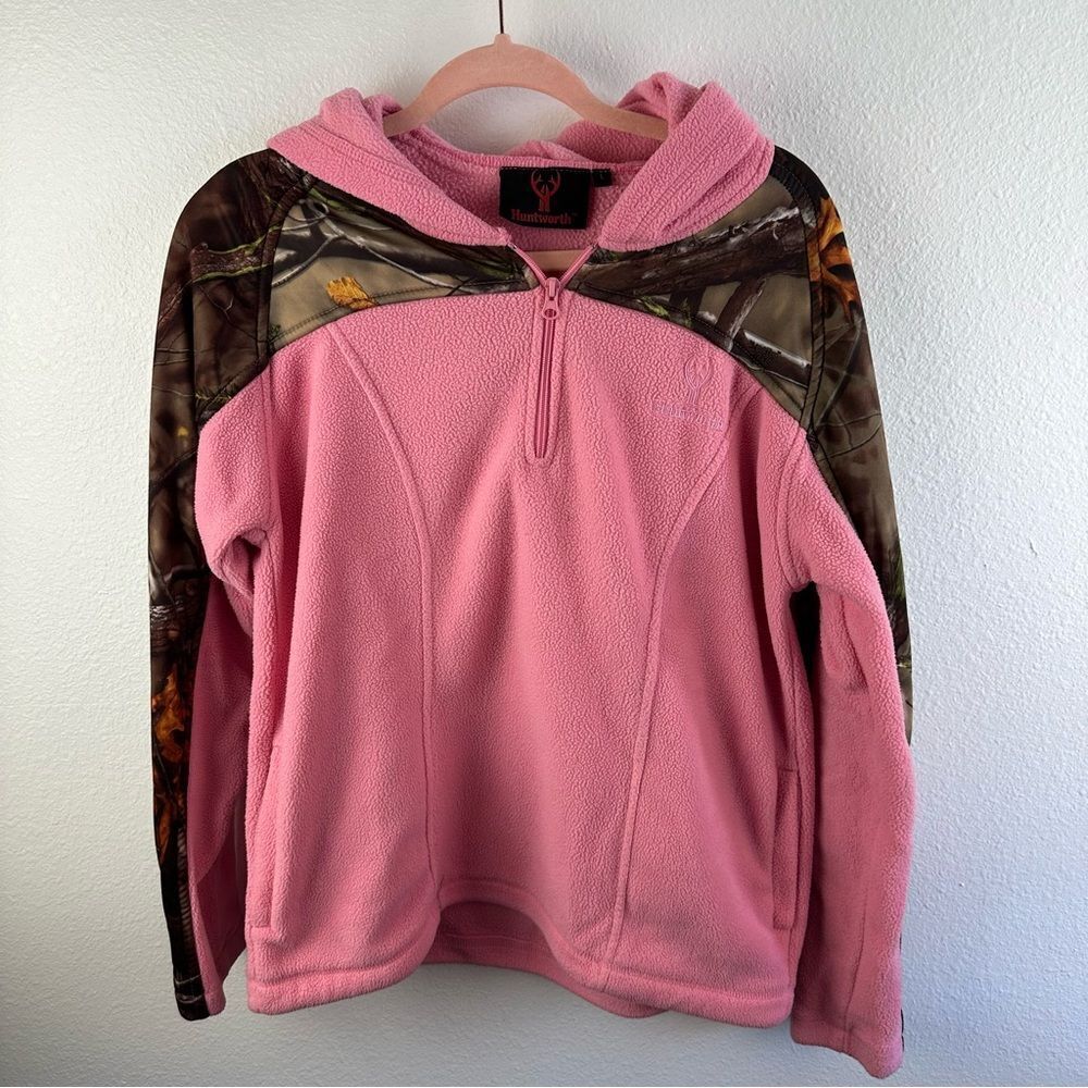Huntworth Pink Camo Half Zip Fleece Top Size L